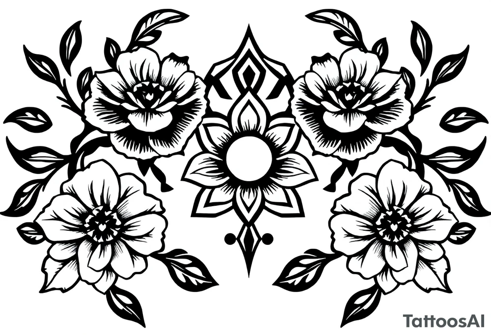 Sleep token logo with gothic flowers tattoo idea