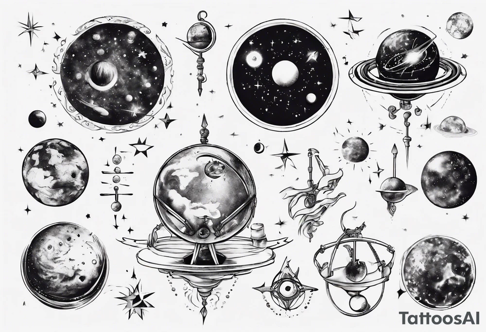 Astronomy, planet, zofiac, libra tattoo idea