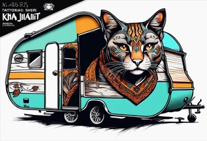 Khajiit sitting in a caravan selling wares tattoo idea