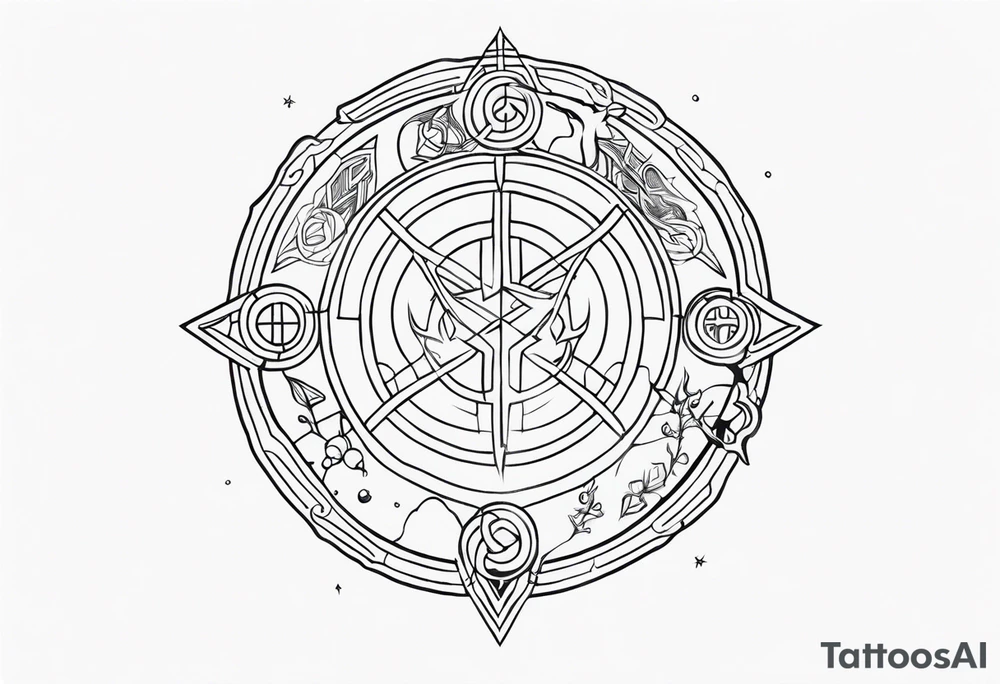 norse symbols and creatures theme tattoo idea