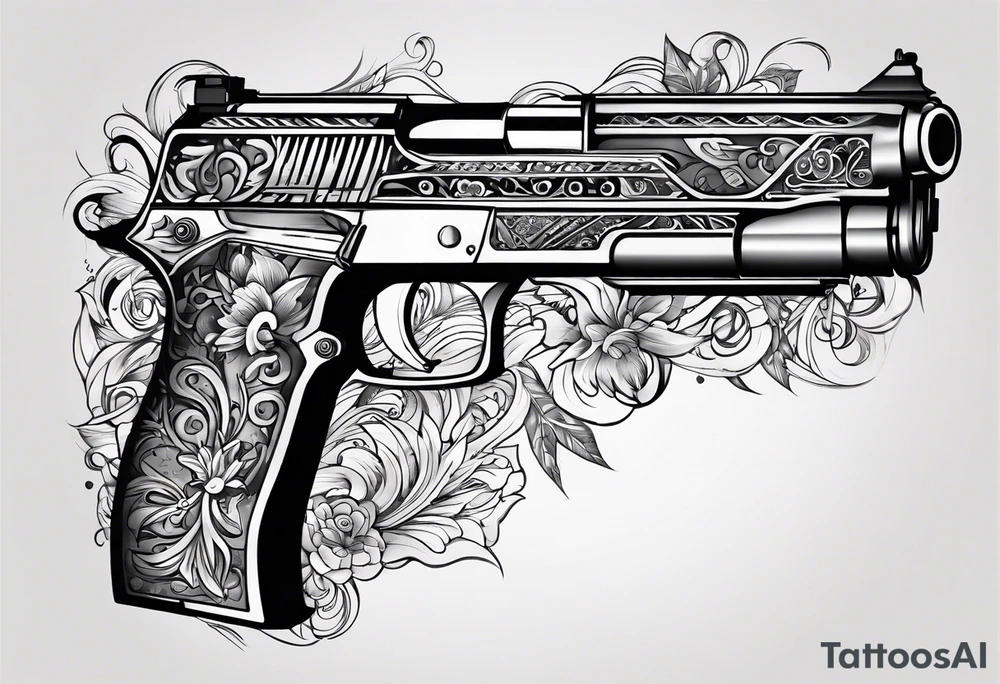The letters AR with a pistol on each side tattoo idea