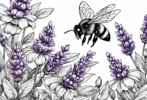 Lavender spring with bumblebee tattoo idea