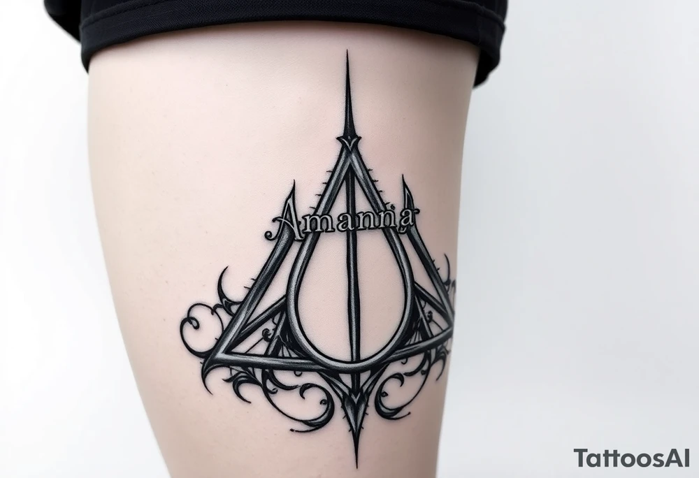 Amanda name, with deathly hallows tattoo idea