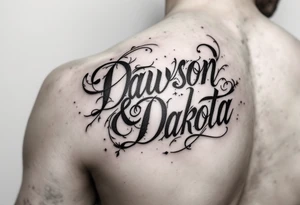 Dawson and Dakota names built into a sleeve tattoo idea