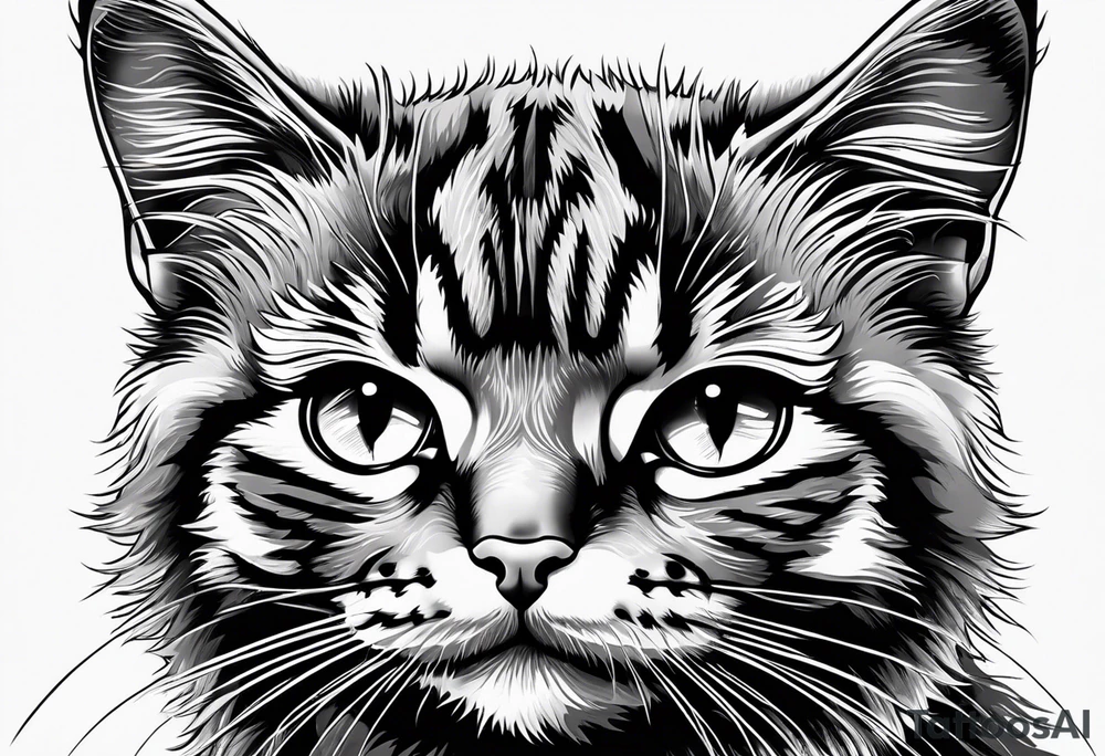 small Cat face, front on tattoo idea