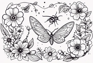 Bugs and flowers tattoo idea