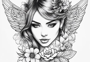 wing, flower, tattoo idea