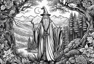 wizard in the forest tattoo idea