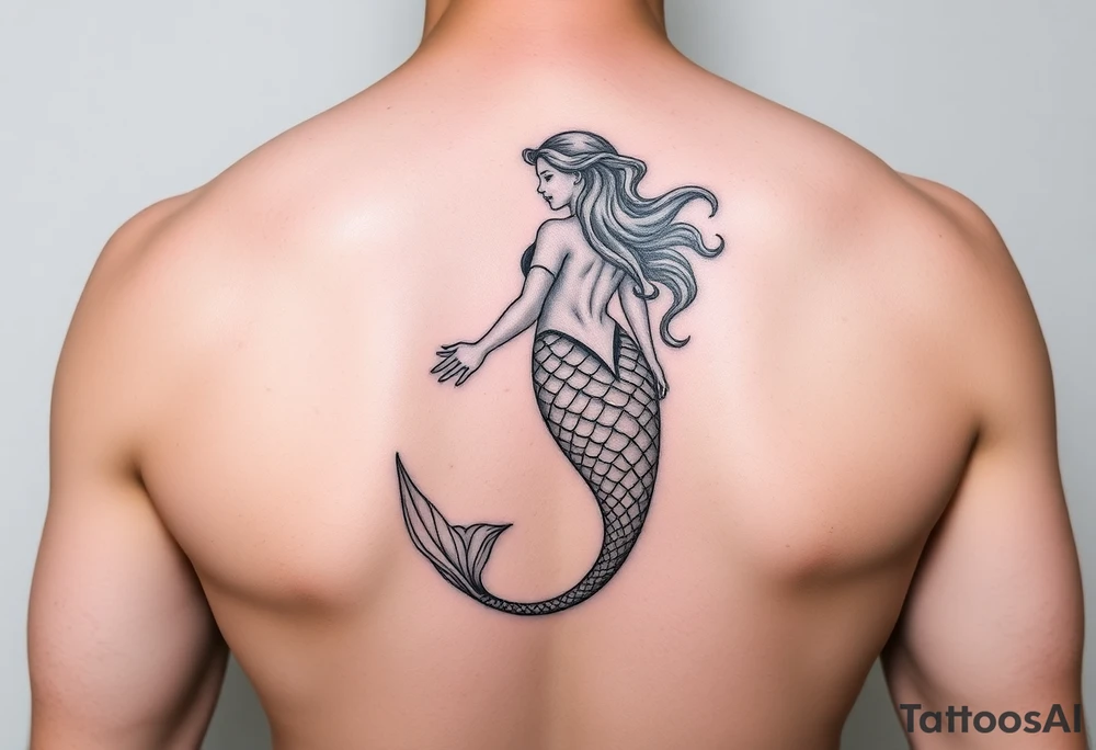 realistic mermaid tattoo idea