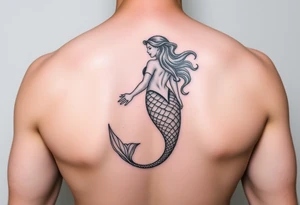 realistic mermaid tattoo idea