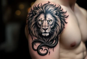 make a lion-serpent mix with wings tattoo idea