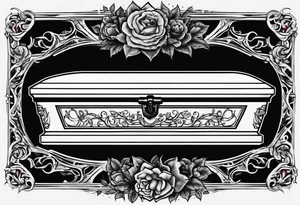 Plain Coffin in graveyard tattoo idea