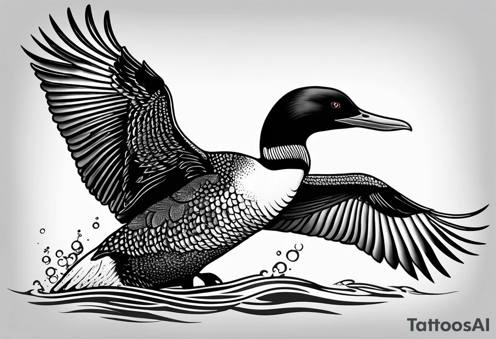 A loon with its wings spread looking badass and tough tattoo idea