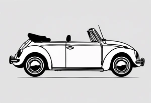 VW beetle convertible, side profile, top-down, modern, linework, minimal tattoo idea