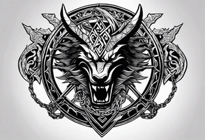 Valhalla sword shield dragon axe Valknut barbed wire chains fire tattoo idea
