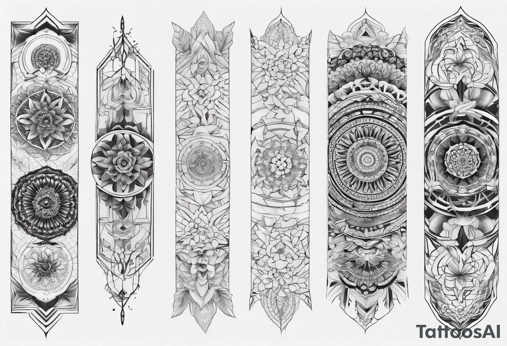 mandala full leg sleeve tattoo idea