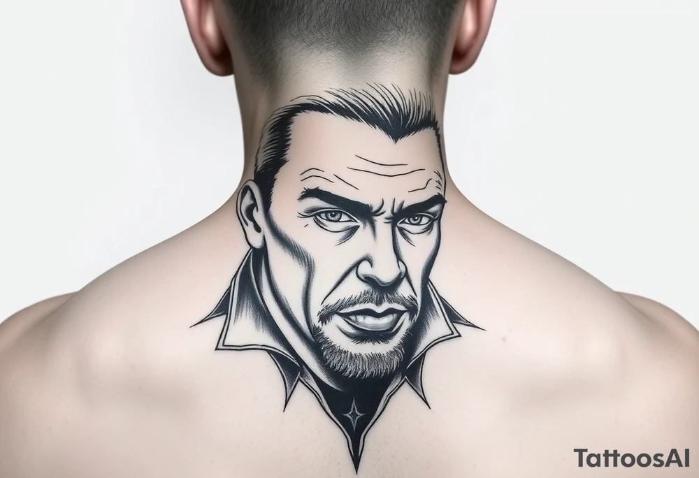 give me a full neck tattoo of Richie rich 
 in black ink tattoo idea