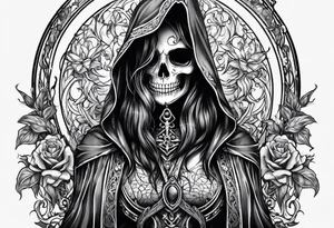 lady skeleton grim reaper satan tattoo idea