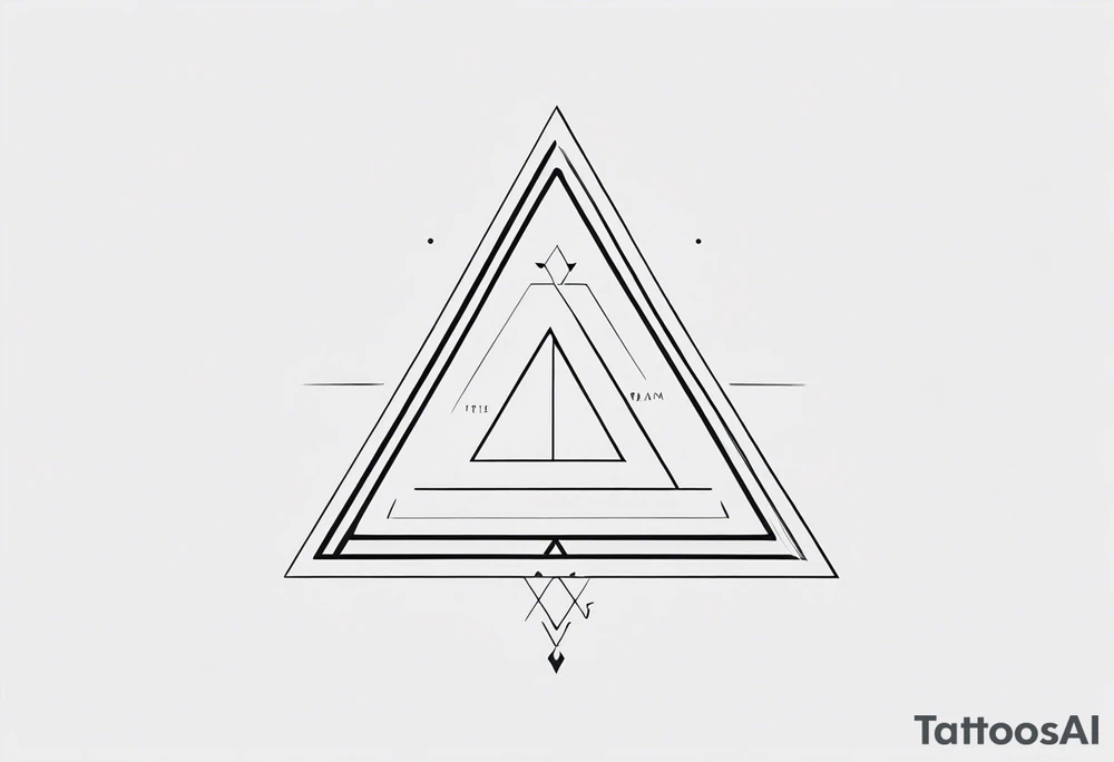 Generate a minimalistis tattoo with a quote Know Thyself but use a greek alphabet. Add a triangle and 3 starts. Use very thin lines tattoo idea