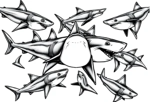 school of sharks from an above view tattoo idea