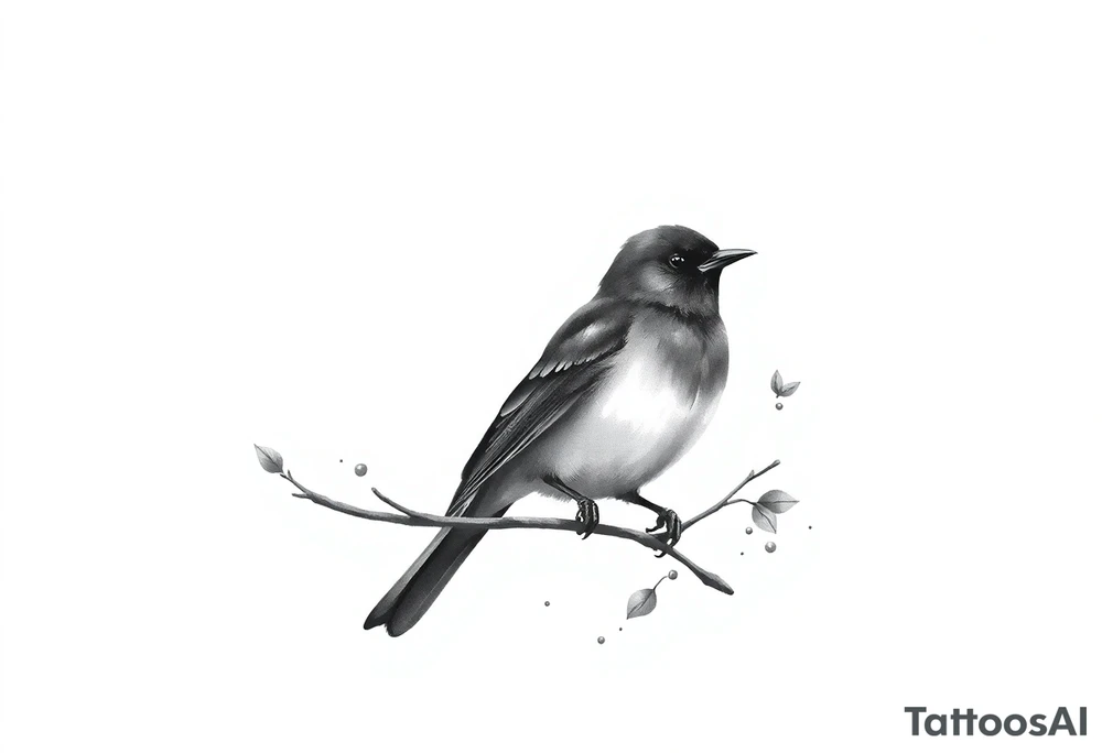 Male European Blackbird on a branch tattoo idea tattoo idea