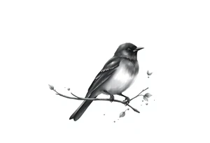 Male European Blackbird on a branch tattoo idea tattoo idea