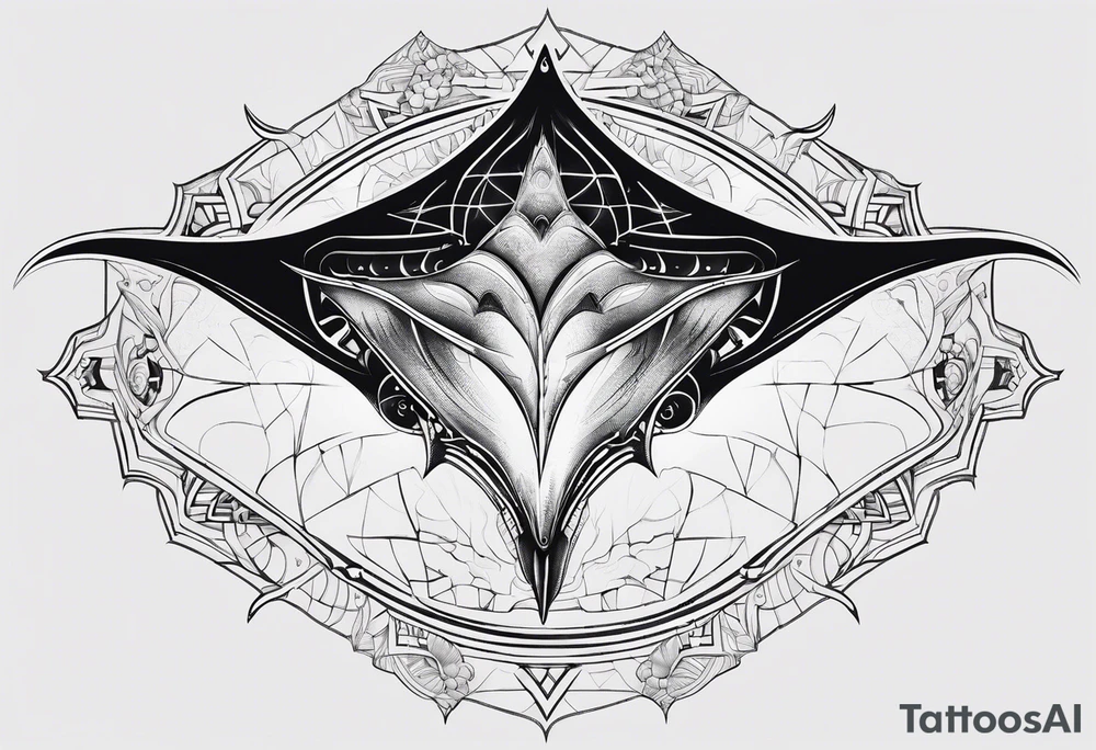 cosmic manta ray symmetrical tattoo idea