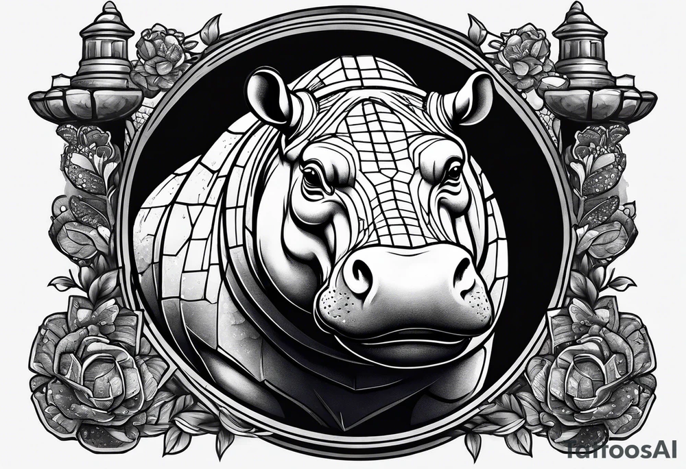 Hippo brick mason tattoo idea