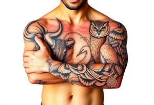 , bull, dog, swan, owl, cat, tattoo idea
