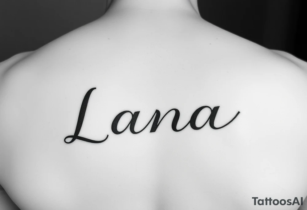 the name Lana going down the back of my leg with something cute tattoo idea