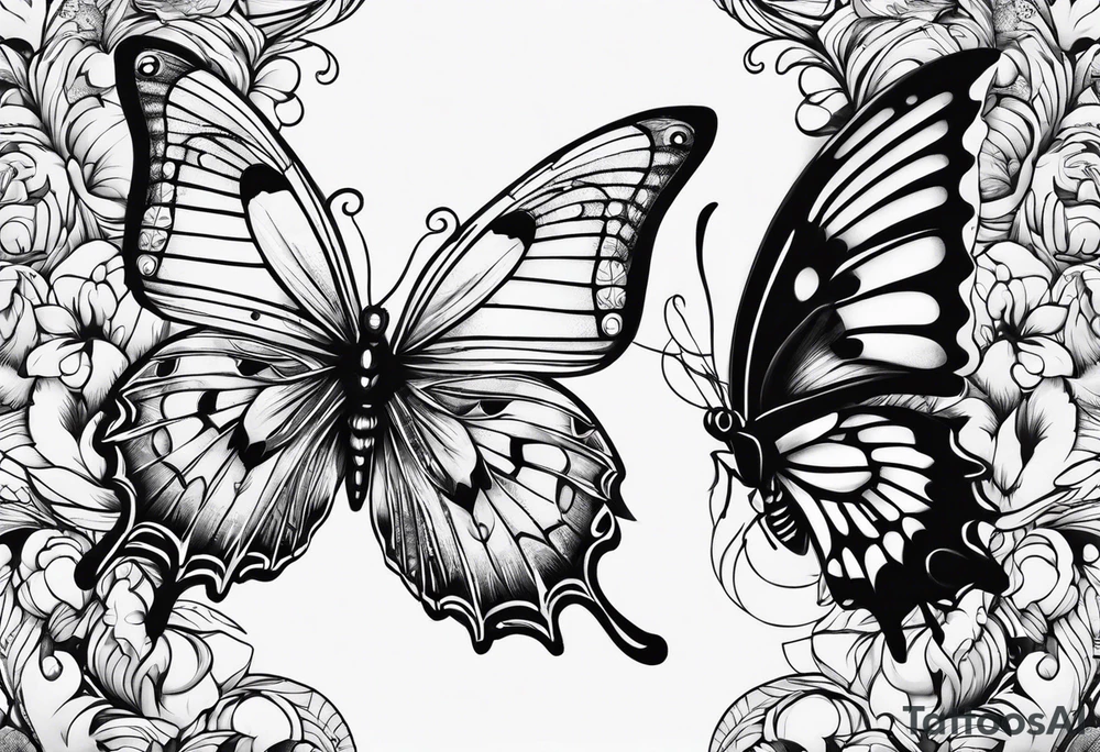 one butterfly and one moth next to each other small tattoo idea