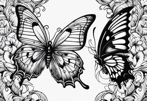 one butterfly and one moth next to each other small tattoo idea