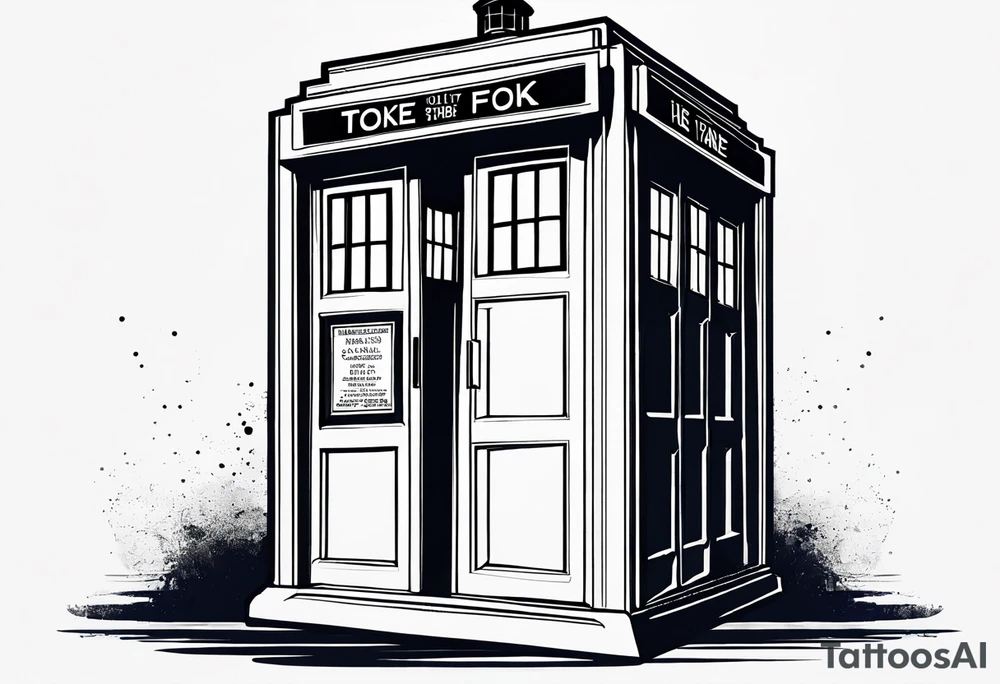 A simple drawing of the tardis. No drawings beside it. No drawings around it. tattoo idea