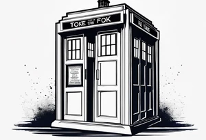 A simple drawing of the tardis. No drawings beside it. No drawings around it. tattoo idea