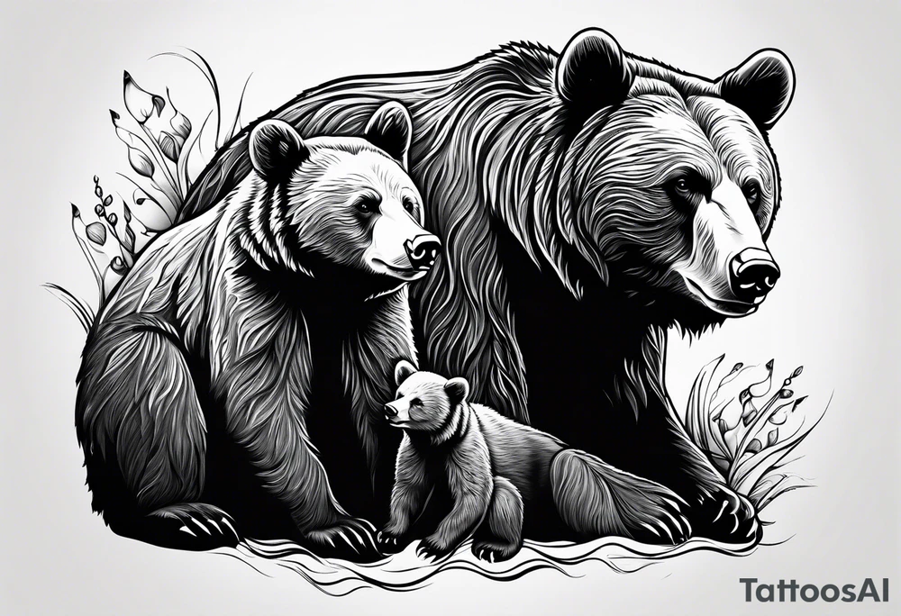 Momma bear and teen cub tattoo idea
