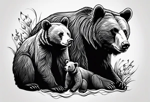 Momma bear and teen cub tattoo idea