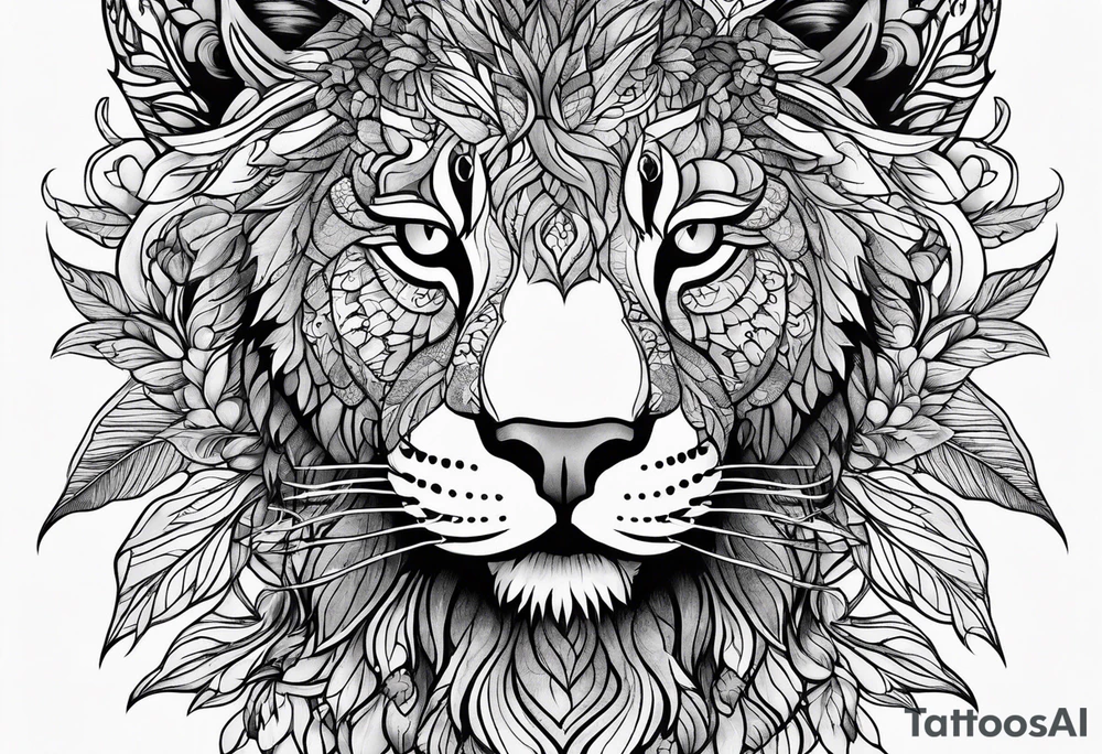 bark and foliage tattoo idea