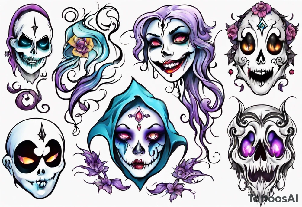 fantasy pretty ghost face tattoo idea