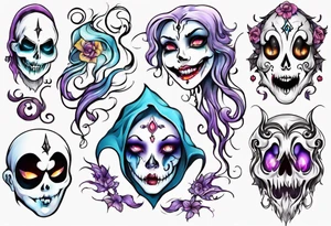 fantasy pretty ghost face tattoo idea