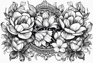 Scorpio and Leo with black and white tulips tattoo idea