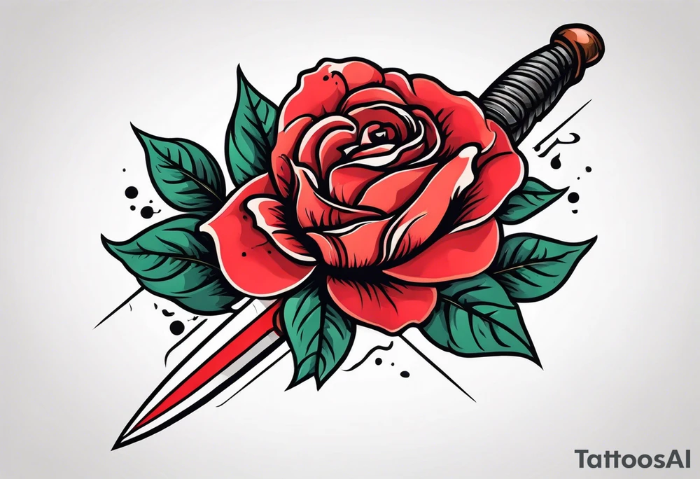 Messer mit Stacheldraht und Rose tattoo idea