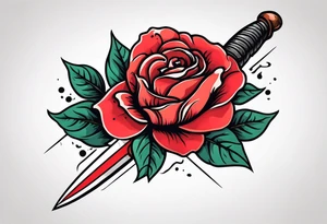 Messer mit Stacheldraht und Rose tattoo idea