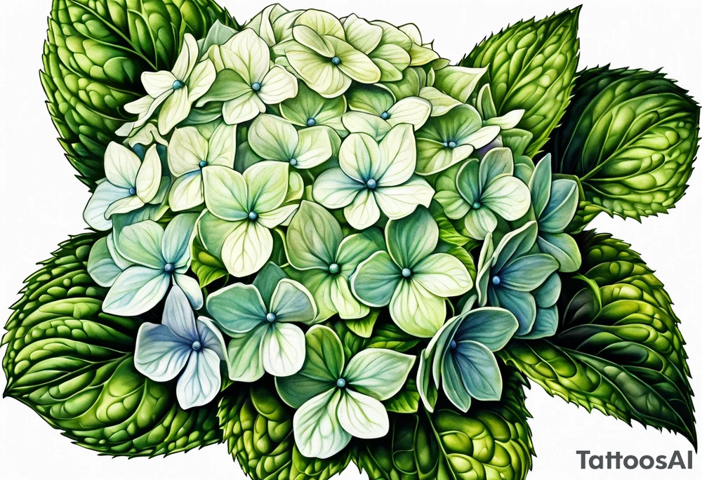 Single hydrangea with stem tattoo idea