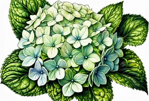 Single hydrangea with stem tattoo idea