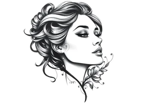 Powerful side profile woman’s face tattoo idea