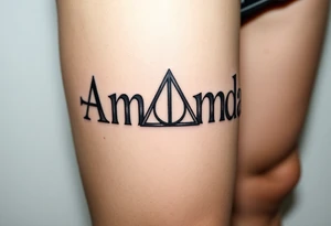 Amanda name with Harry Potter deathly hallows tattoo idea