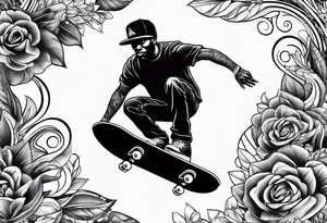 Black person skateboarding tattoo idea