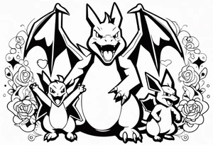 charizard and pikachu dad and daughter tattoo idea