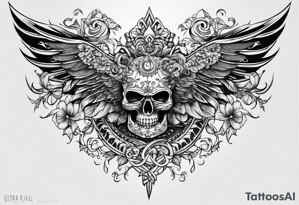 Full sternum tattoo lettering tattoo idea