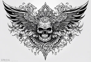 Full sternum tattoo lettering tattoo idea